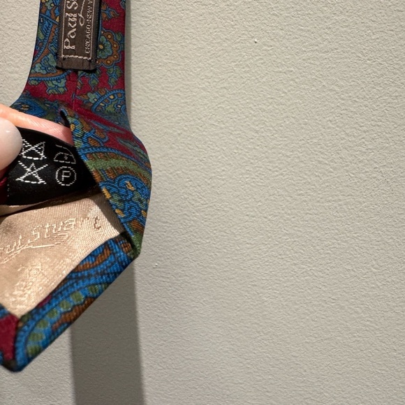 Paul Stuart Paisley Silk Tie - Red/Blue/Green Made in England Vintage - Picture 5 of 8